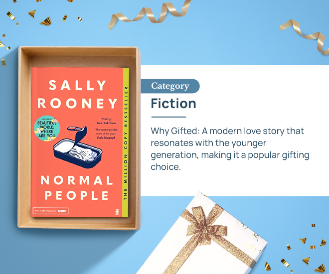 Normal People by Sally Rooney Category: Fiction Why Gifted: A modern love story that resonates with the younger generation, making it a popular gifting choice.